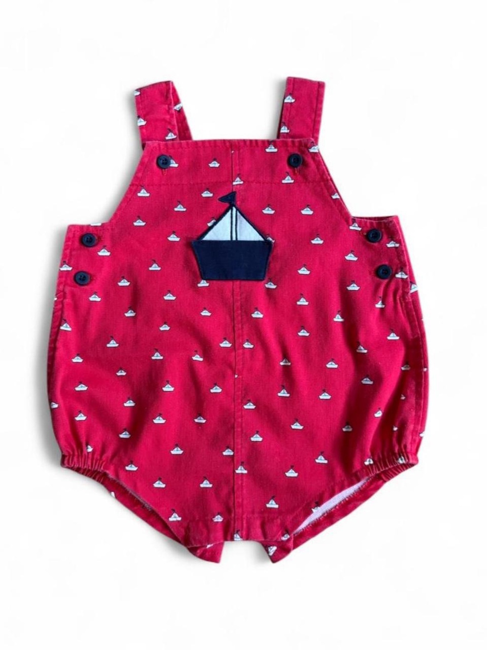 Vintage Florence Eiseman Red Sailboat Print Romper
